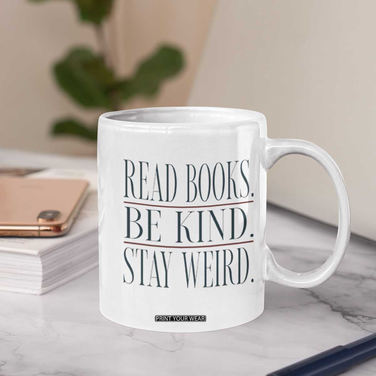 Be Kind Stay Weird Book Lover Coffee Mug Teacher Reading Books Gift