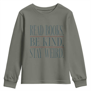 Be Kind Stay Weird Book Lover Youth Sweatshirt Teacher Reading Books Gift
