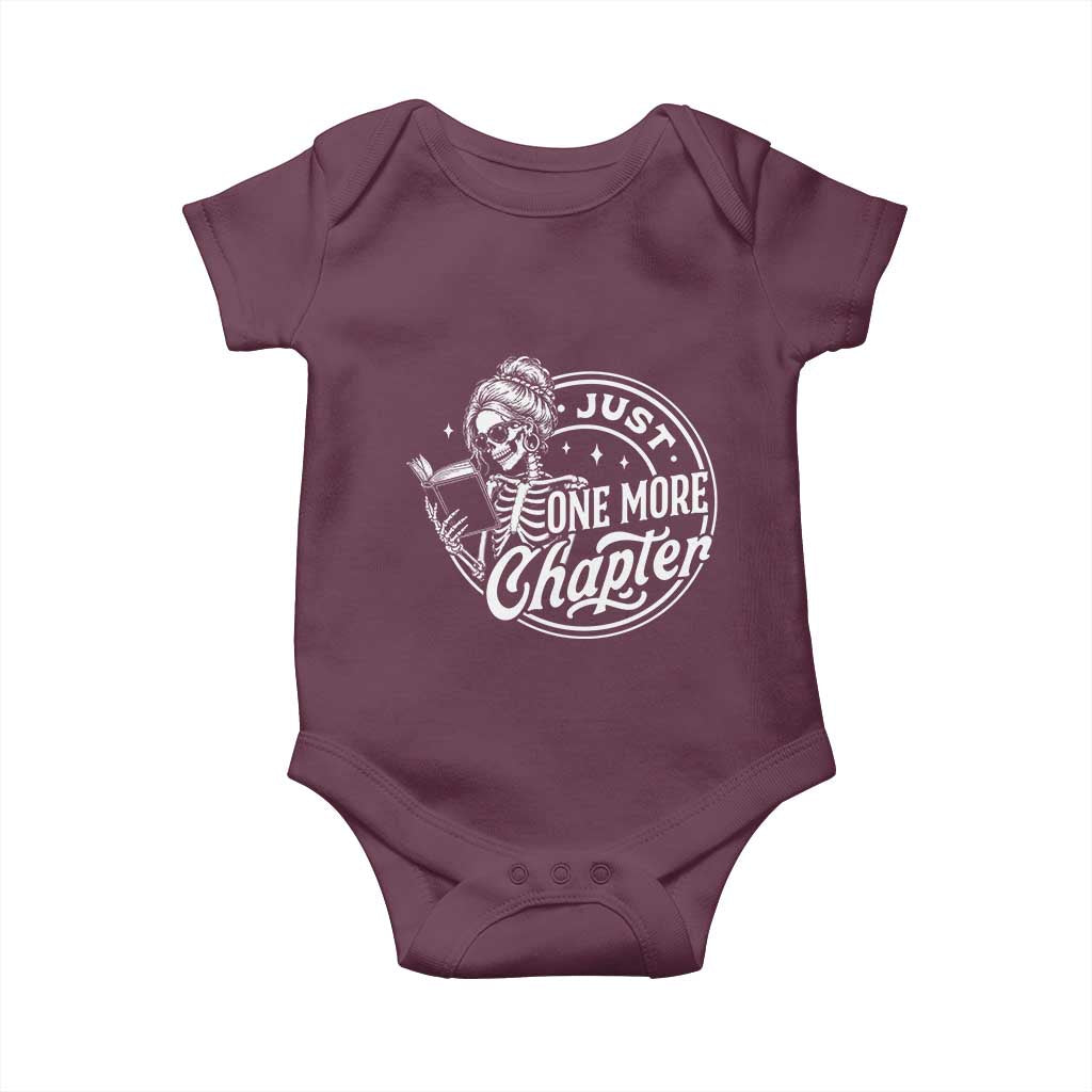Just One More Chapter Skeleton Woman Baby Onesie Book Lover Gift