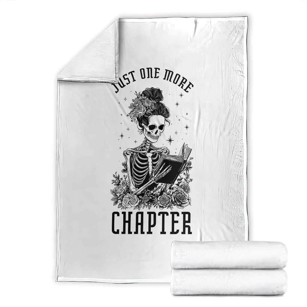 Funny Skeleton Book Lover Throw Blanket Just One More Chapter