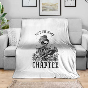 Funny Skeleton Book Lover Throw Blanket Just One More Chapter