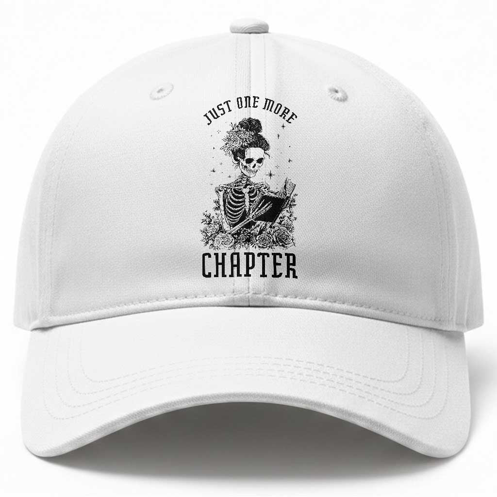 Funny Skeleton Book Lover Baseball Cap Just One More Chapter