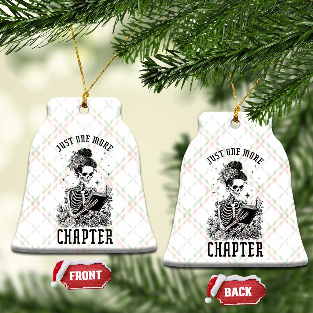Funny Skeleton Book Lover Ceramic Ornament Just One More Chapter
