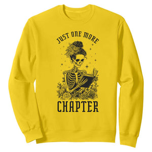 Funny Skeleton Book Lover Sweatshirt Just One More Chapter