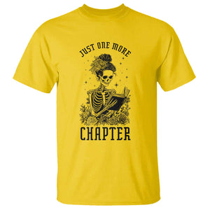 Funny Skeleton Book Lover T Shirt Just One More Chapter