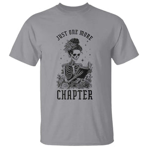 Funny Skeleton Book Lover T Shirt Just One More Chapter