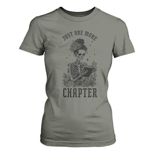 Funny Skeleton Book Lover T Shirt For Women Just One More Chapter