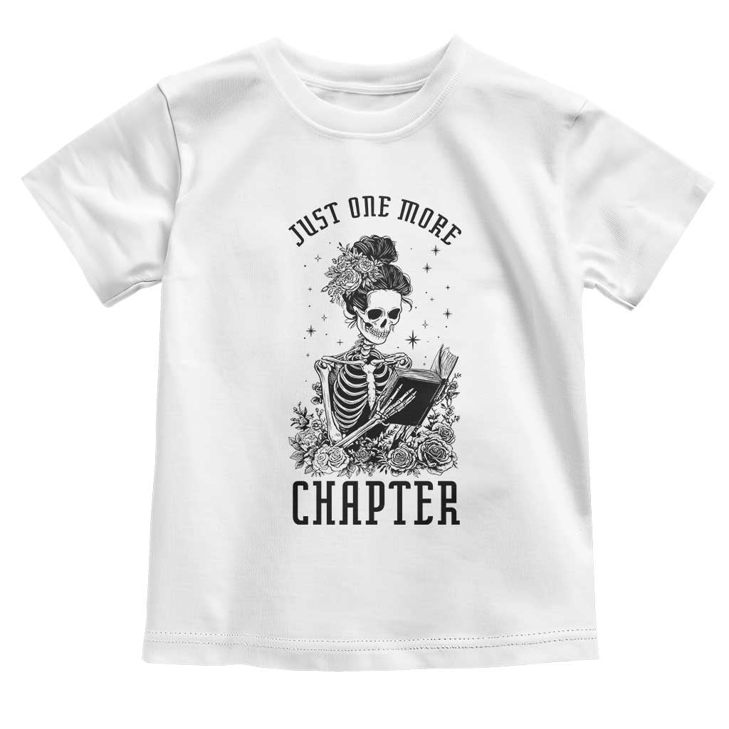 Funny Skeleton Book Lover Toddler T Shirt Just One More Chapter TS12 White Print Your Wear