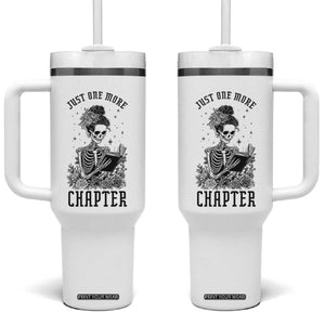 Funny Skeleton Book Lover Tumbler With Handle Just One More Chapter