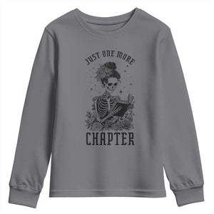Funny Skeleton Book Lover Youth Sweatshirt Just One More Chapter