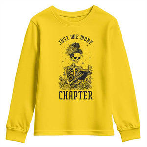 Funny Skeleton Book Lover Youth Sweatshirt Just One More Chapter