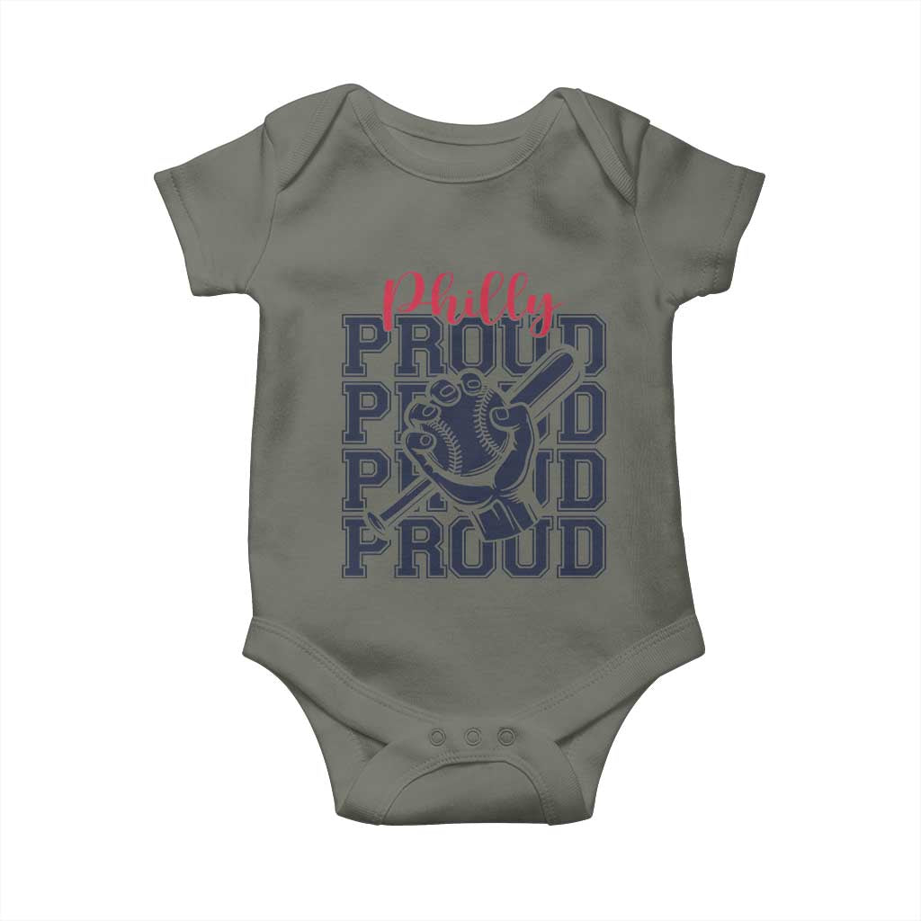Baseball Lover Baby Onesie Philly Baseball Spirit Proud Fan Sport Humor Gift TS12 Military Green Print Your Wear