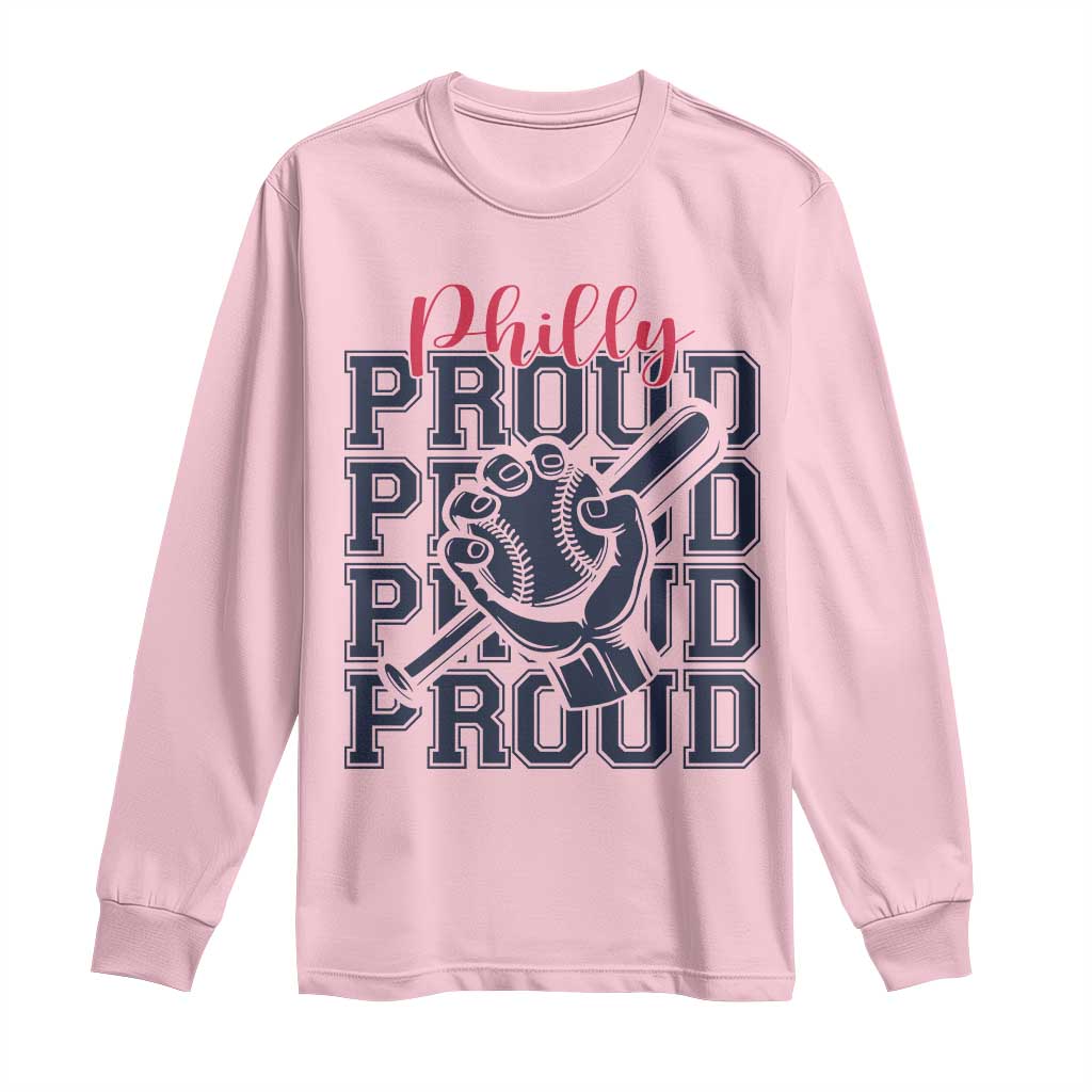 Baseball Lover Long Sleeve Shirt Philly Baseball Spirit Proud Fan Sport Humor Gift TS12 Light Pink Print Your Wear