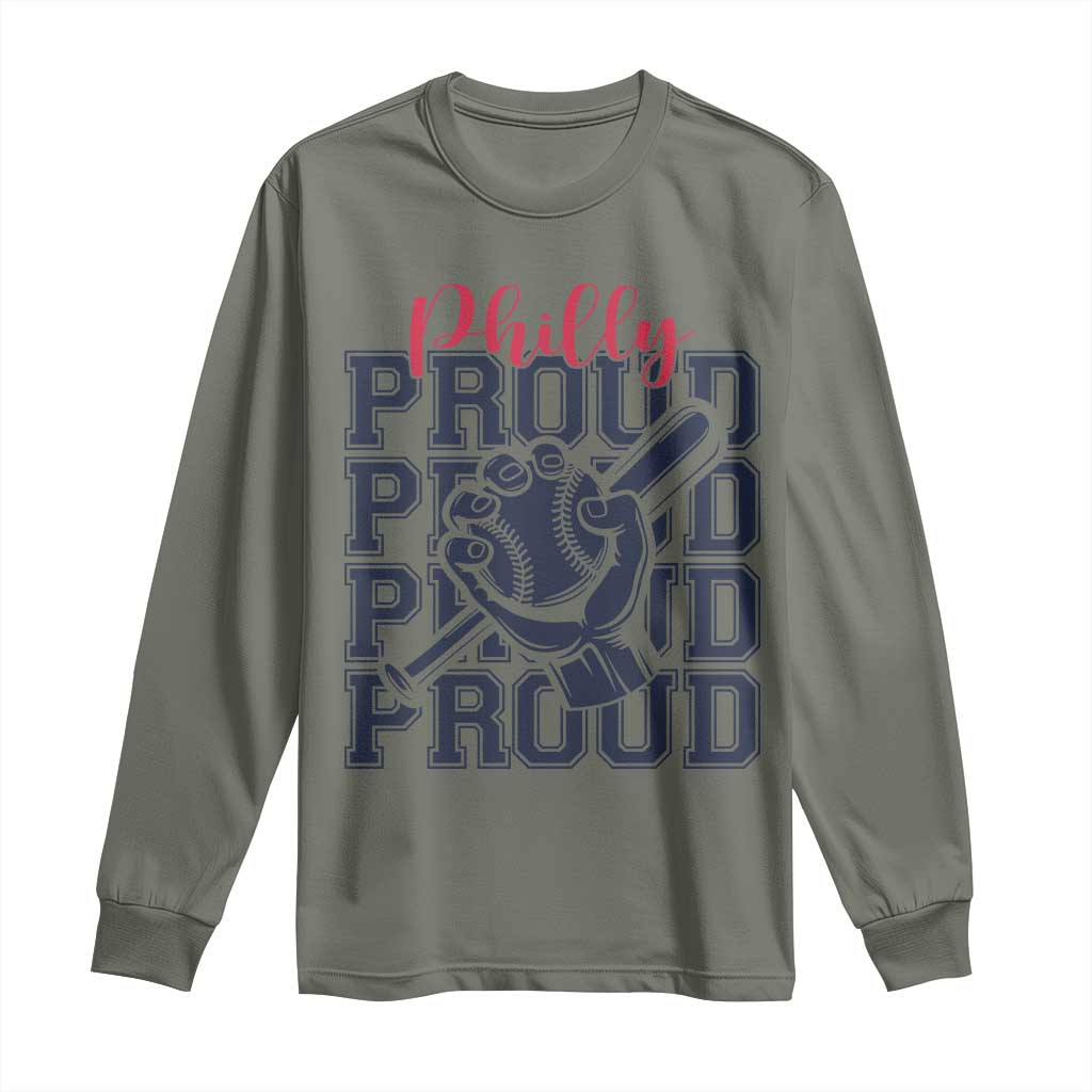 Baseball Lover Long Sleeve Shirt Philly Baseball Spirit Proud Fan Sport Humor Gift TS12 Military Green Print Your Wear