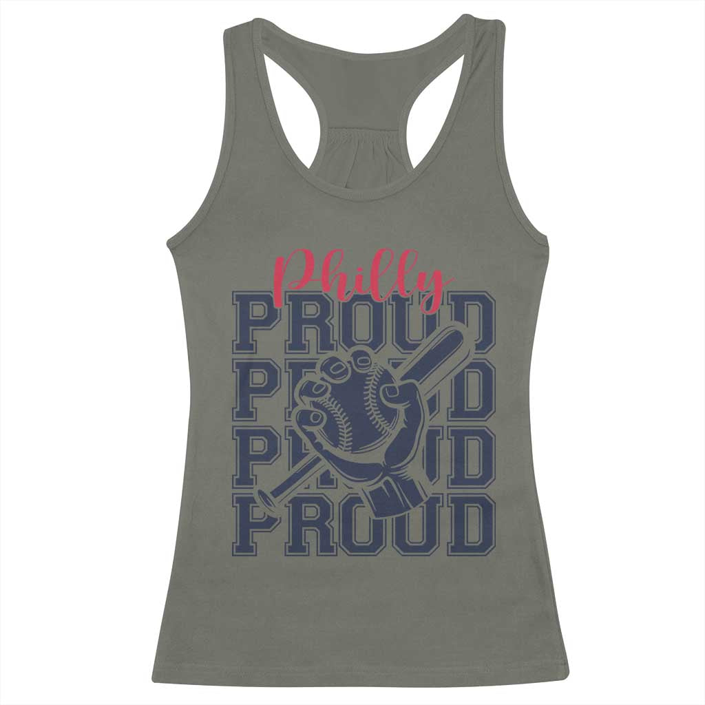 Baseball Lover Racerback Tank Top Philly Baseball Spirit Proud Fan Sport Humor Gift TS12 Military Green Print Your Wear