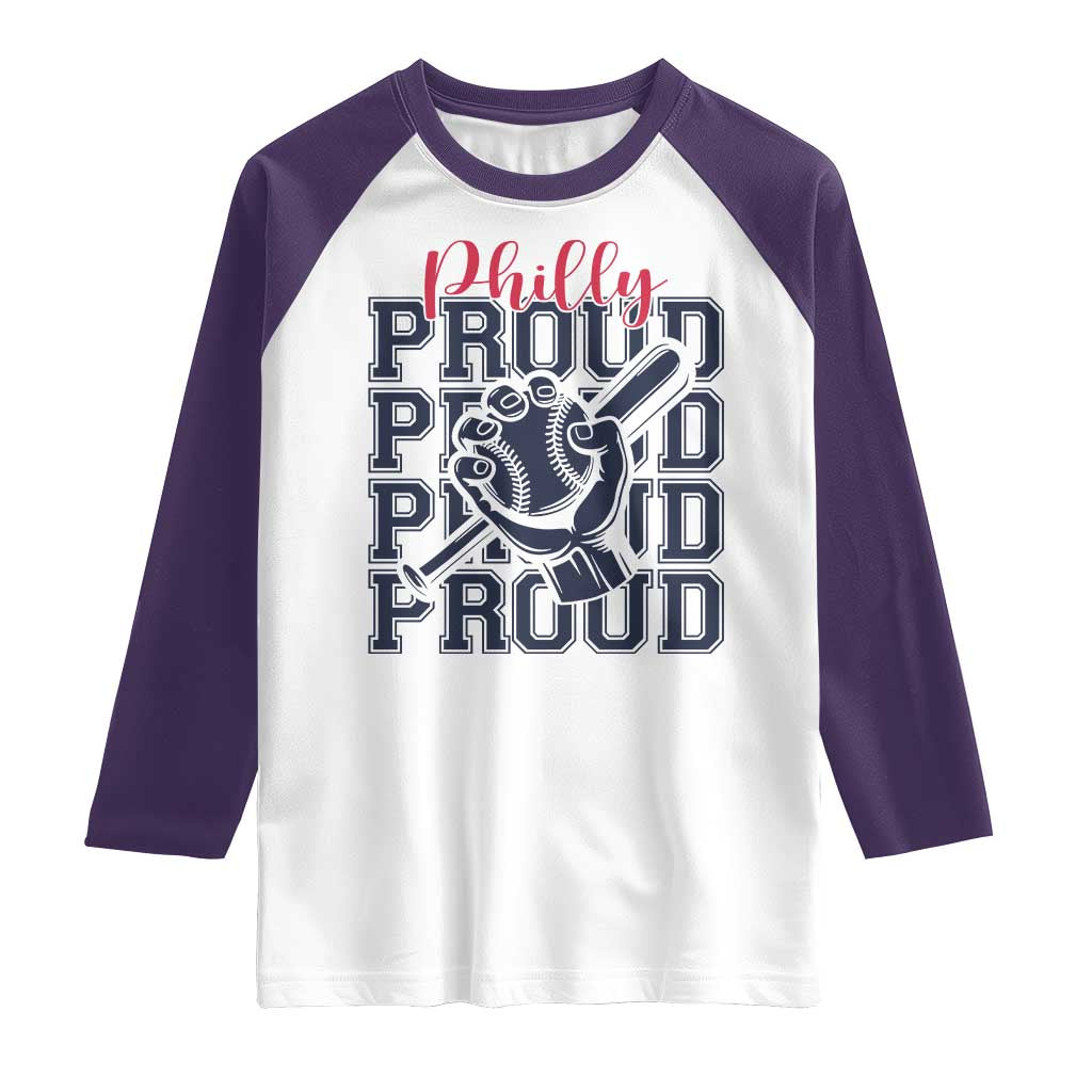 Baseball Lover Raglan Shirt Philly Baseball Spirit Proud Fan Sport Humor Gift TS12 White Purple Print Your Wear
