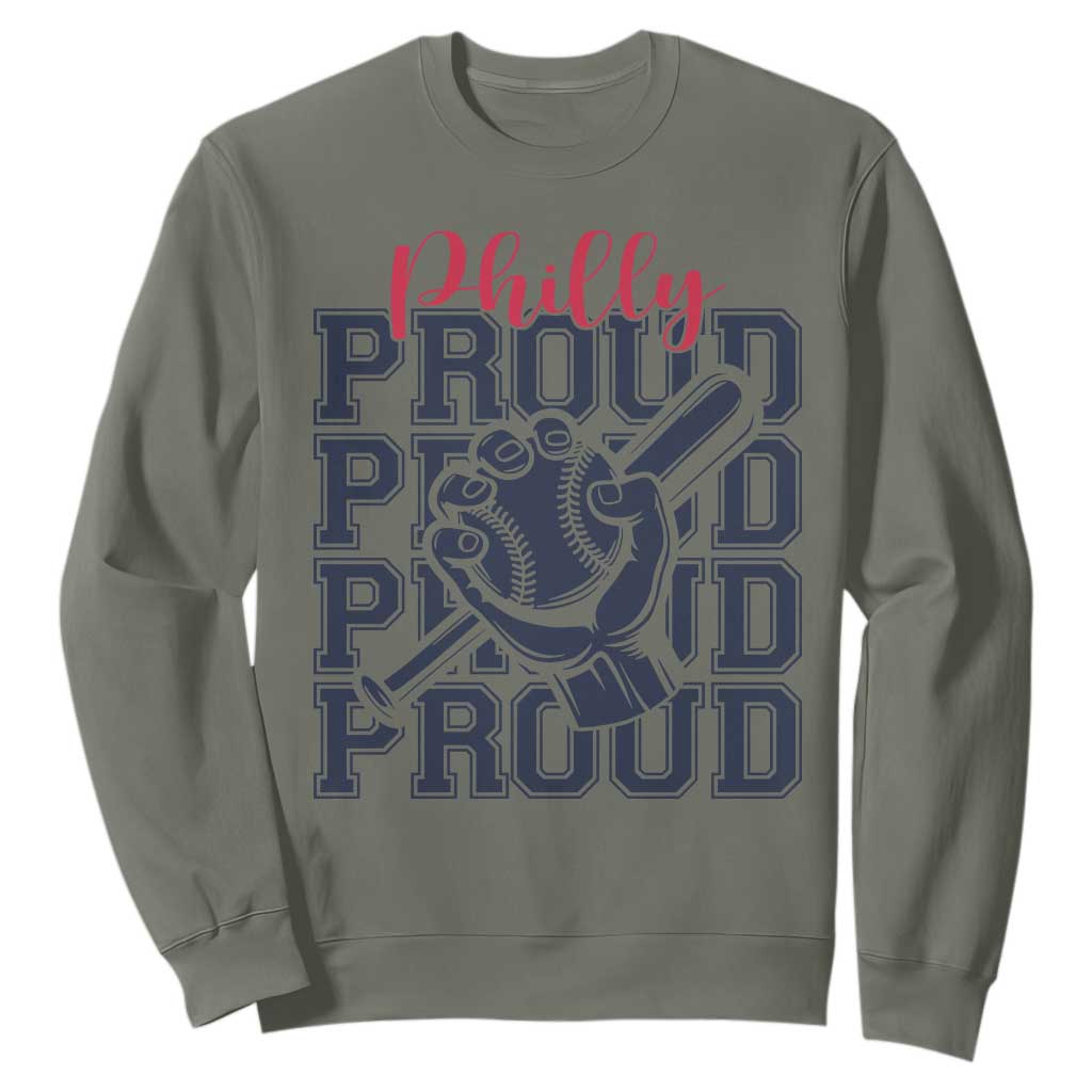 Baseball Lover Sweatshirt Philly Baseball Spirit Proud Fan Sport Humor Gift TS12 Military Green Print Your Wear