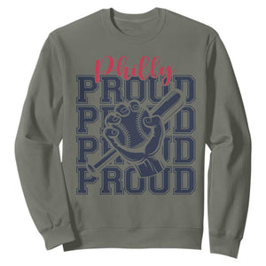 Baseball Lover Sweatshirt Philly Baseball Spirit Proud Fan Sport Humor Gift TS12 Military Green Print Your Wear