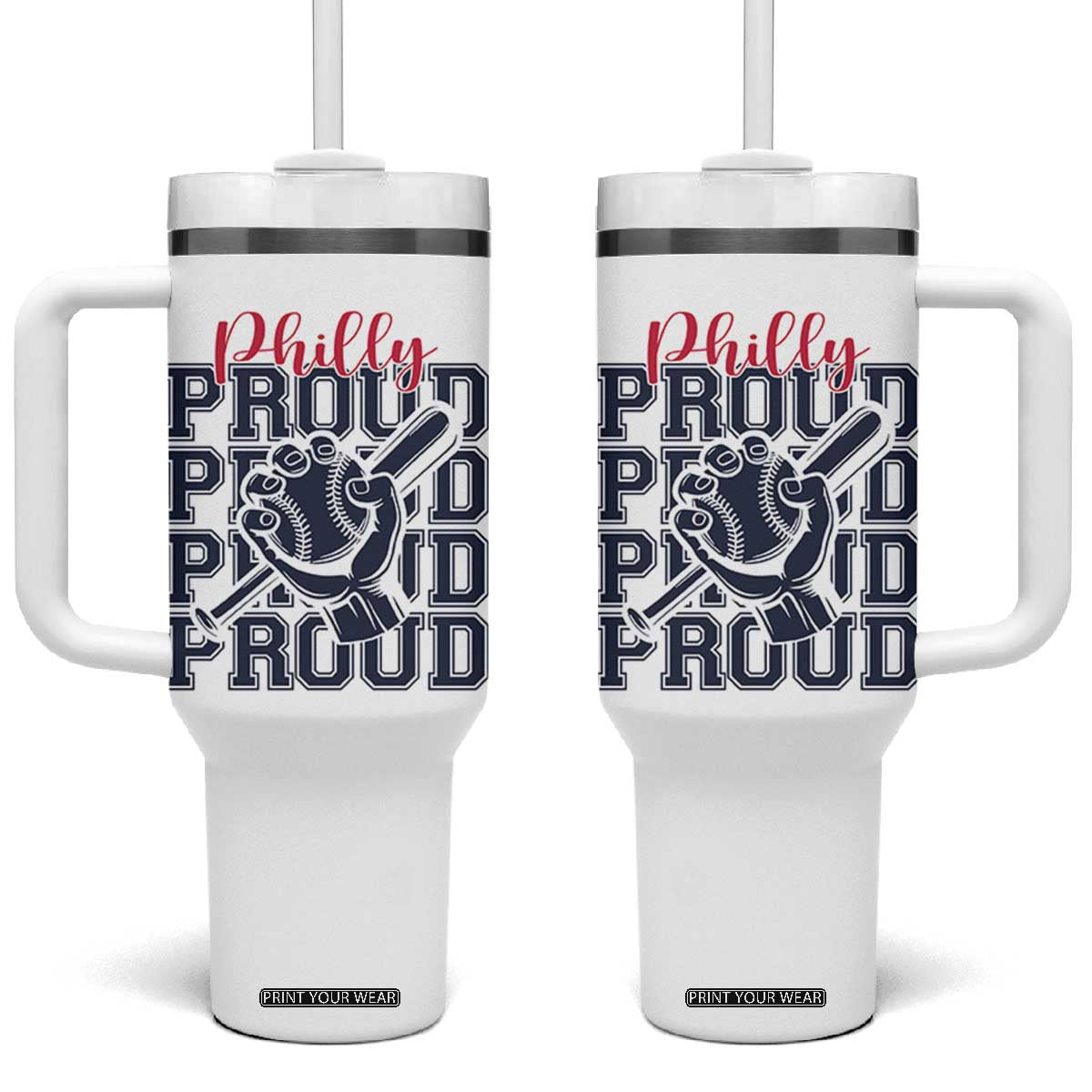 Baseball Lover Tumbler With Handle Philly Baseball Spirit Proud Fan Sport Humor Gift TS12 One Size: 40 oz White Print Your Wear
