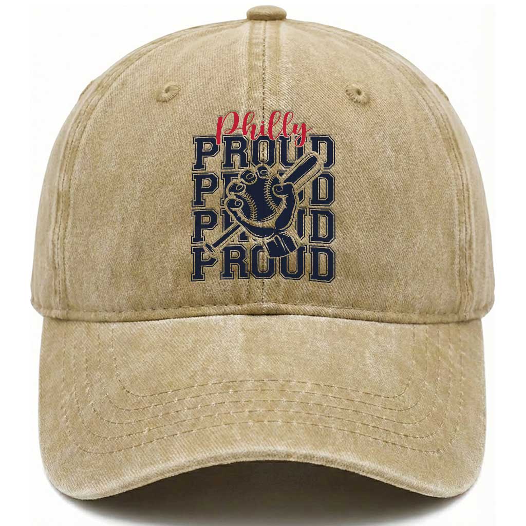 Baseball Lover Washed Cotton Baseball Cap Philly Baseball Spirit Proud Fan Sport Humor Gift TS12 Washed Cap Universal Fit Khaki Print Your Wear
