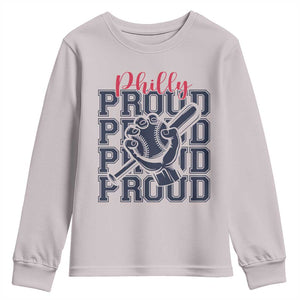 Baseball Lover Youth Sweatshirt Philly Baseball Spirit Proud Fan Sport Humor Gift TS12 Ice Gray Print Your Wear