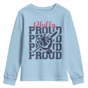 Baseball Lover Youth Sweatshirt Philly Baseball Spirit Proud Fan Sport Humor Gift TS12 Light Blue Print Your Wear