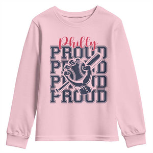 Baseball Lover Youth Sweatshirt Philly Baseball Spirit Proud Fan Sport Humor Gift TS12 Light Pink Print Your Wear