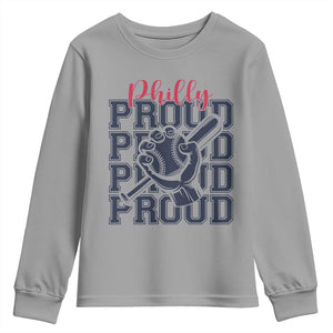 Baseball Lover Youth Sweatshirt Philly Baseball Spirit Proud Fan Sport Humor Gift TS12 Sport Gray Print Your Wear