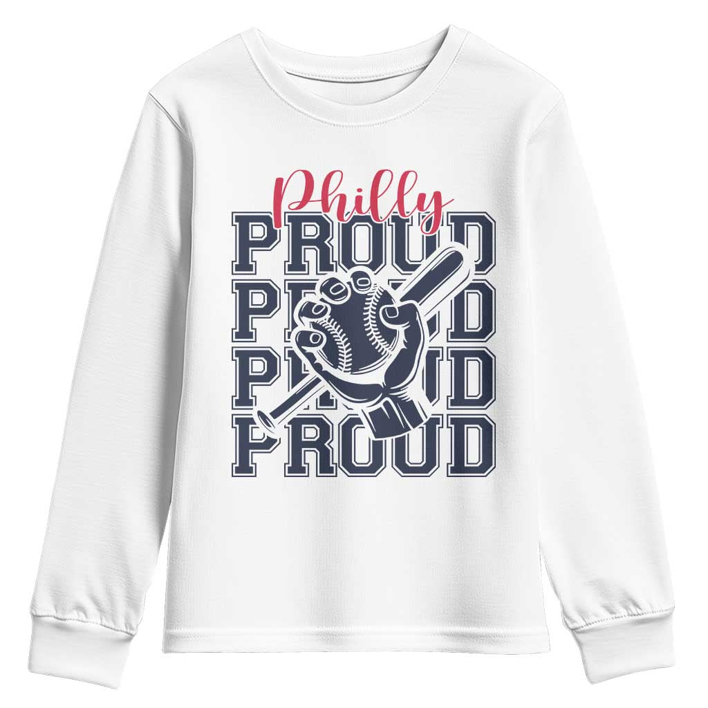 Baseball Lover Youth Sweatshirt Philly Baseball Spirit Proud Fan Sport Humor Gift TS12 White Print Your Wear