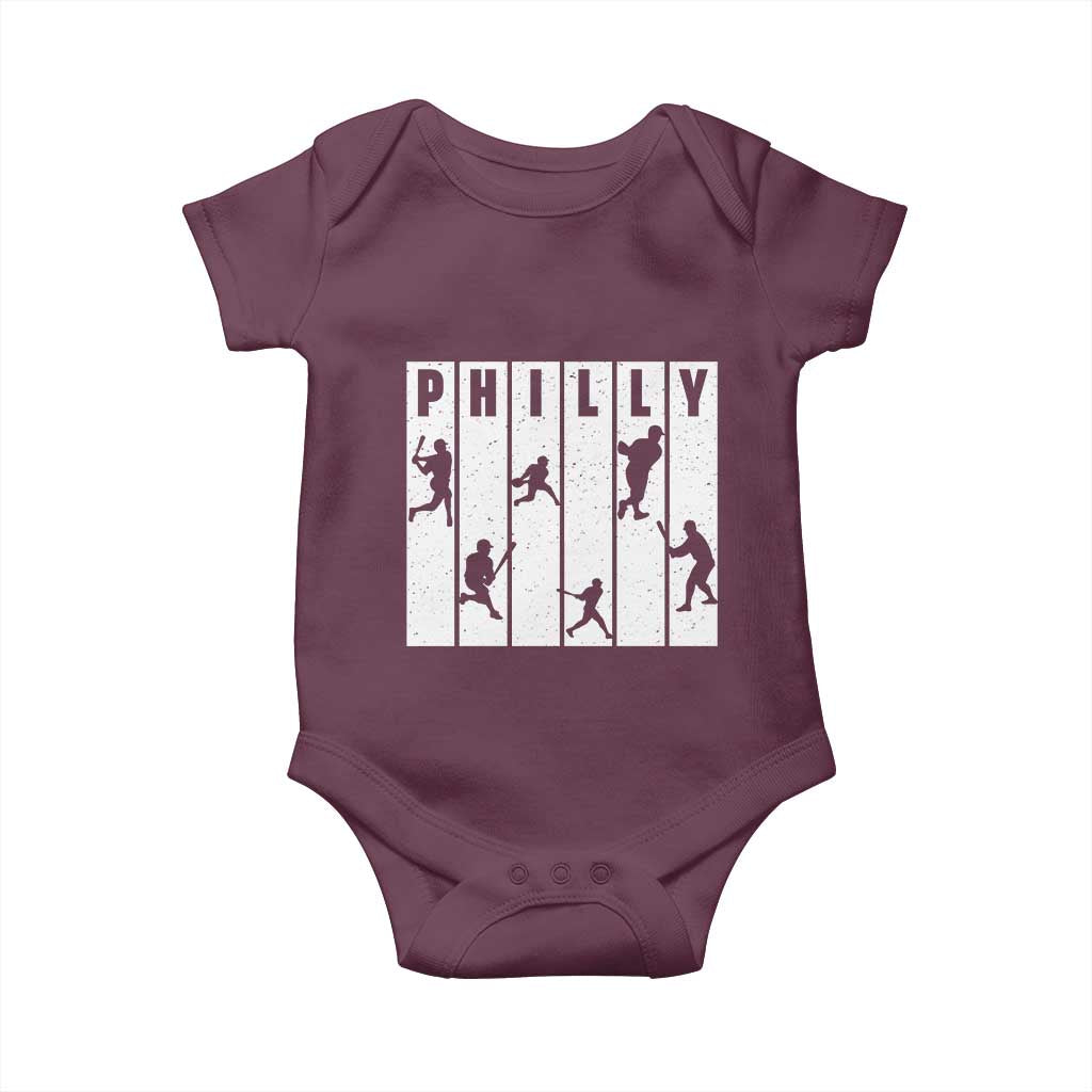 Baseball Lover Baby Onesie Philly Retro Spirit Proud Fan Sport Lover Gift TS12 Maroon Print Your Wear
