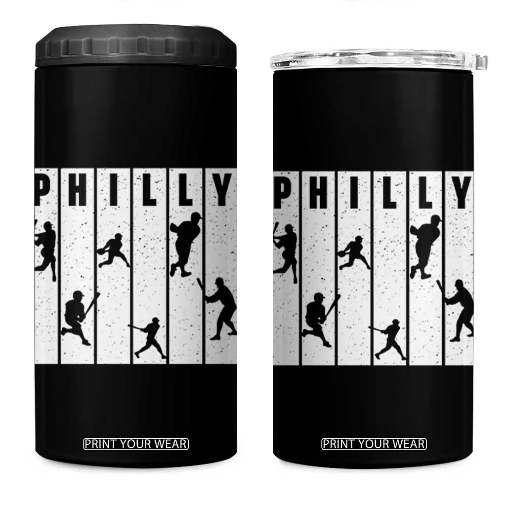 Baseball Lover 4 in 1 Can Cooler Tumbler Philly Retro Spirit Proud Fan Sport Lover Gift TS12 One Size: 16 oz Black Print Your Wear