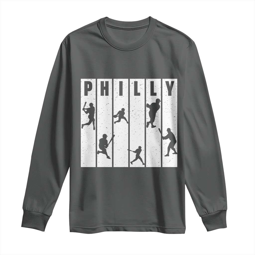 Baseball Lover Long Sleeve Shirt Philly Retro Spirit Proud Fan Sport Lover Gift TS12 Dark Heather Print Your Wear