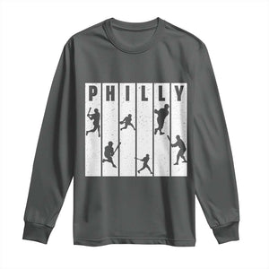 Baseball Lover Long Sleeve Shirt Philly Retro Spirit Proud Fan Sport Lover Gift TS12 Dark Heather Print Your Wear