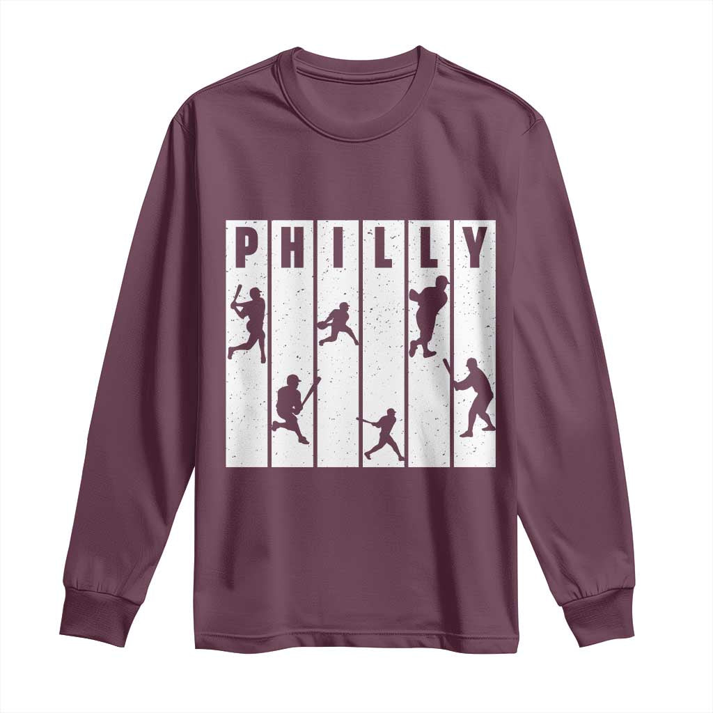 Baseball Lover Long Sleeve Shirt Philly Retro Spirit Proud Fan Sport Lover Gift TS12 Maroon Print Your Wear