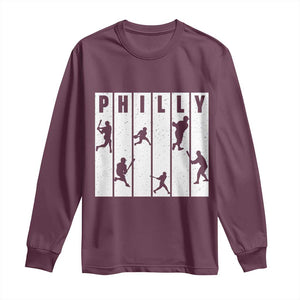 Baseball Lover Long Sleeve Shirt Philly Retro Spirit Proud Fan Sport Lover Gift TS12 Maroon Print Your Wear