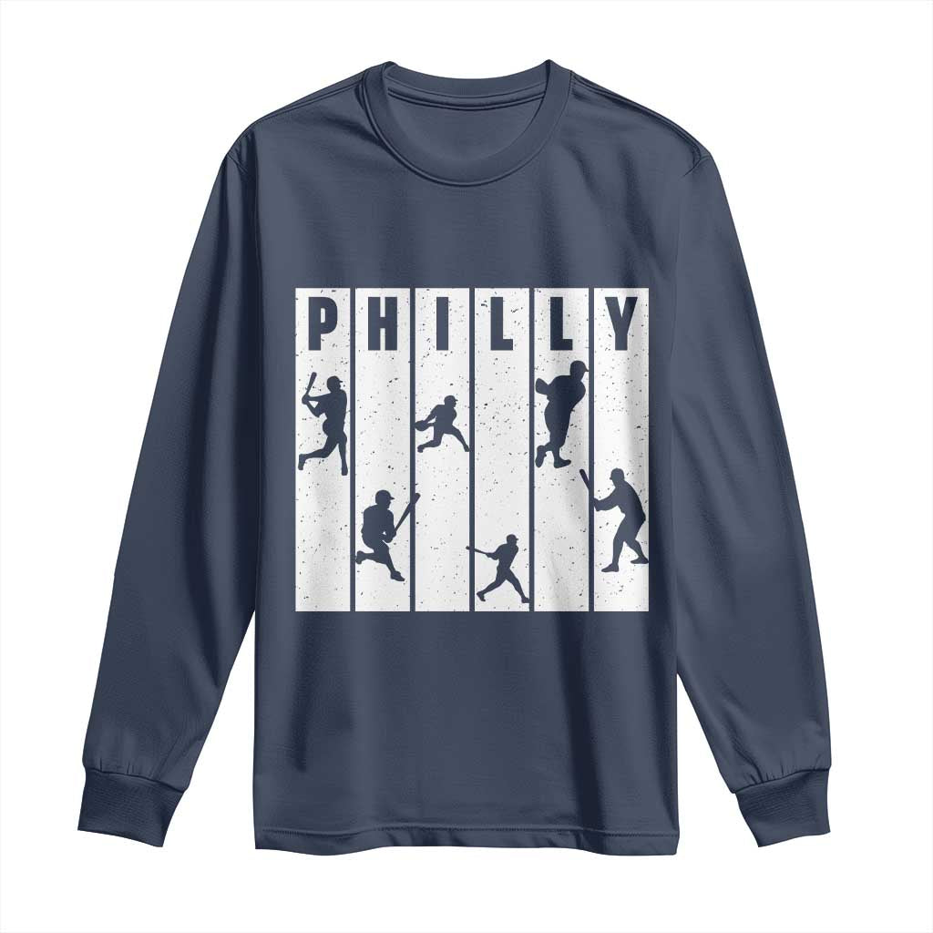 Baseball Lover Long Sleeve Shirt Philly Retro Spirit Proud Fan Sport Lover Gift TS12 Navy Print Your Wear