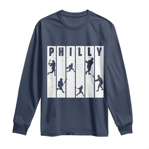 Baseball Lover Long Sleeve Shirt Philly Retro Spirit Proud Fan Sport Lover Gift TS12 Navy Print Your Wear