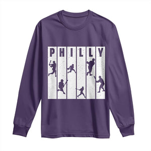 Baseball Lover Long Sleeve Shirt Philly Retro Spirit Proud Fan Sport Lover Gift TS12 Purple Print Your Wear