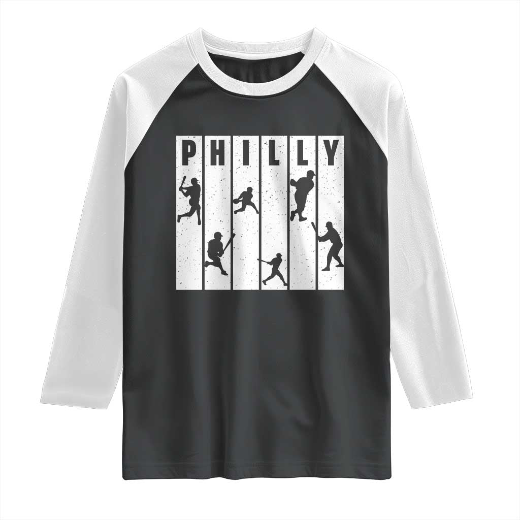 Baseball Lover Raglan Shirt Philly Retro Spirit Proud Fan Sport Lover Gift TS12 Black White Print Your Wear