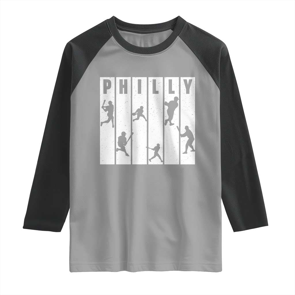 Baseball Lover Raglan Shirt Philly Retro Spirit Proud Fan Sport Lover Gift TS12 Sport Gray Black Print Your Wear