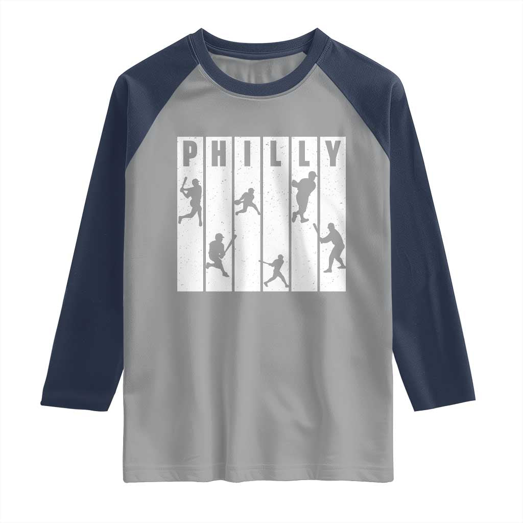 Baseball Lover Raglan Shirt Philly Retro Spirit Proud Fan Sport Lover Gift TS12 Sport Gray Navy Print Your Wear
