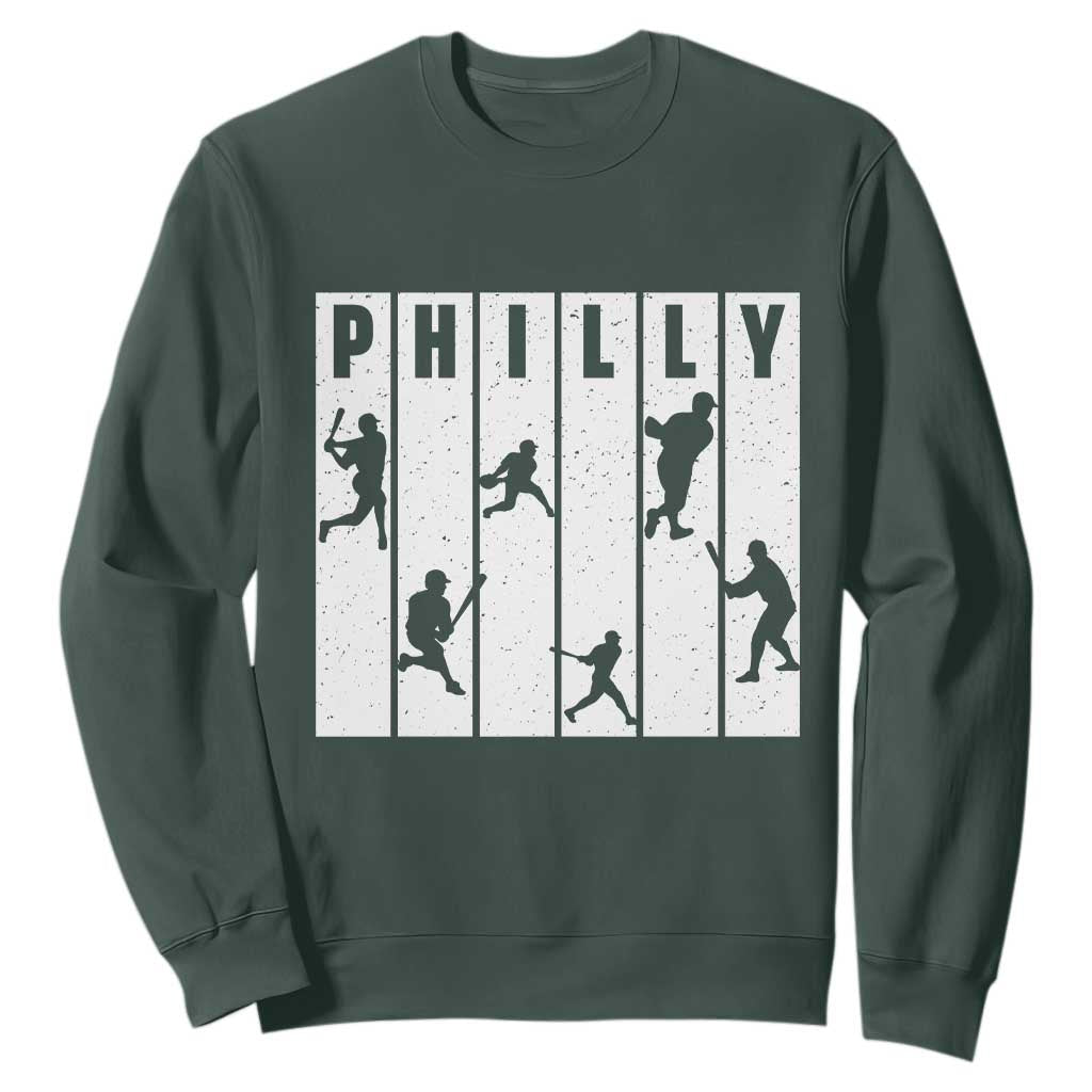 Baseball Lover Sweatshirt Philly Retro Spirit Proud Fan Sport Lover Gift TS12 Dark Forest Green Print Your Wear