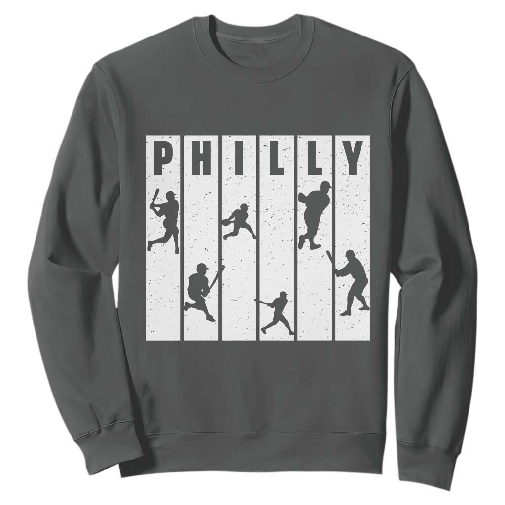 Baseball Lover Sweatshirt Philly Retro Spirit Proud Fan Sport Lover Gift TS12 Dark Heather Print Your Wear