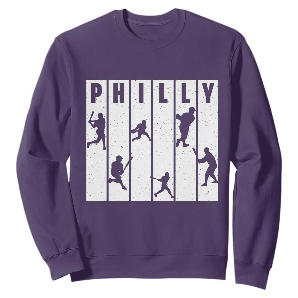 Baseball Lover Sweatshirt Philly Retro Spirit Proud Fan Sport Lover Gift TS12 Purple Print Your Wear