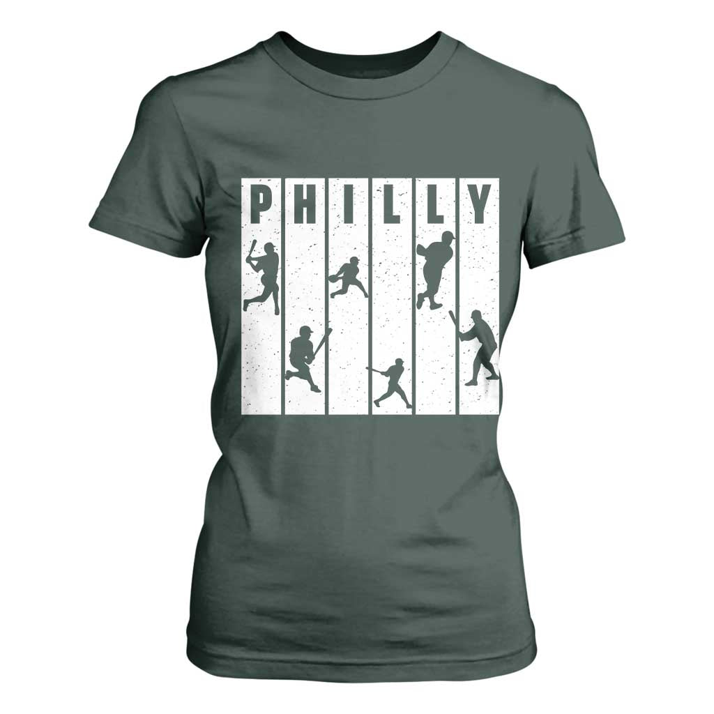 Baseball Lover T Shirt For Women Philly Retro Spirit Proud Fan Sport Lover Gift TS12 Dark Forest Green Print Your Wear