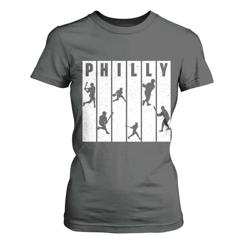 Baseball Lover T Shirt For Women Philly Retro Spirit Proud Fan Sport Lover Gift TS12 Dark Heather Print Your Wear