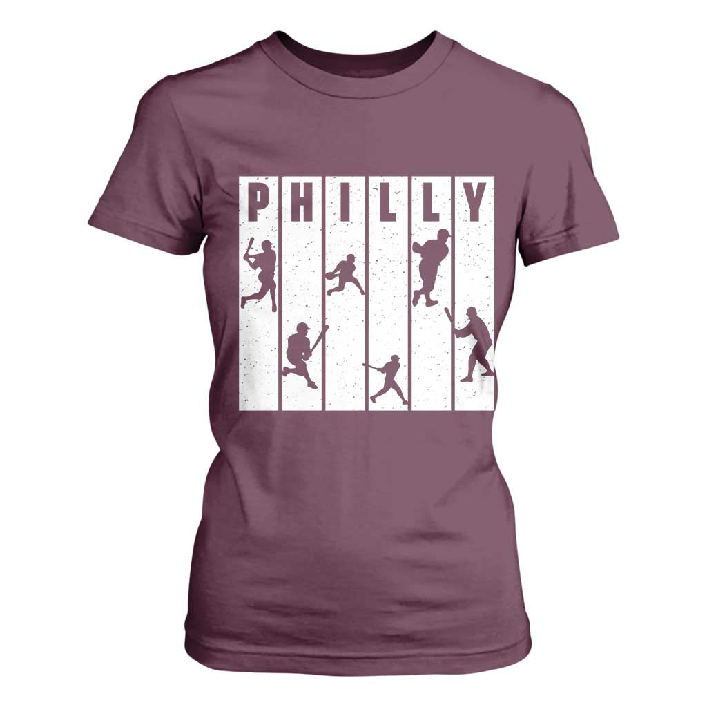 Baseball Lover T Shirt For Women Philly Retro Spirit Proud Fan Sport Lover Gift TS12 Maroon Print Your Wear