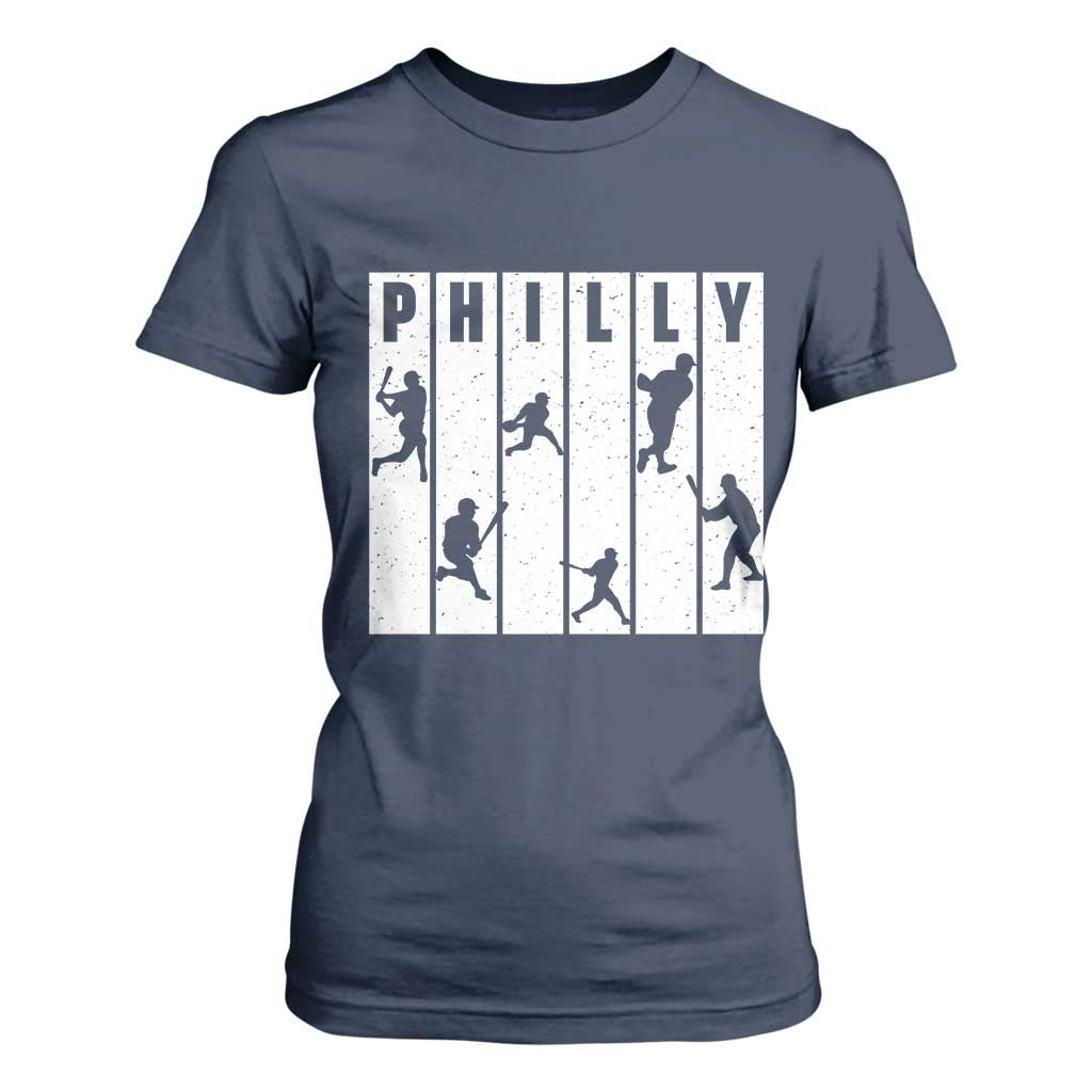 Baseball Lover T Shirt For Women Philly Retro Spirit Proud Fan Sport Lover Gift TS12 Navy Print Your Wear