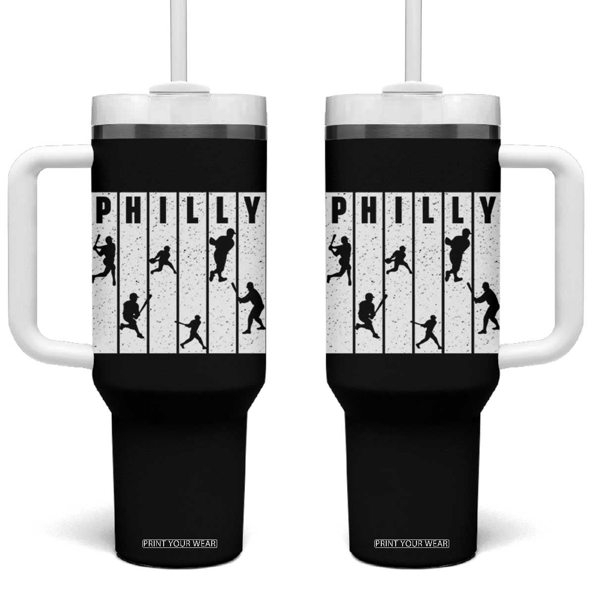 Baseball Lover Tumbler With Handle Philly Retro Spirit Proud Fan Sport Lover Gift TS12 One Size: 40 oz Black Print Your Wear