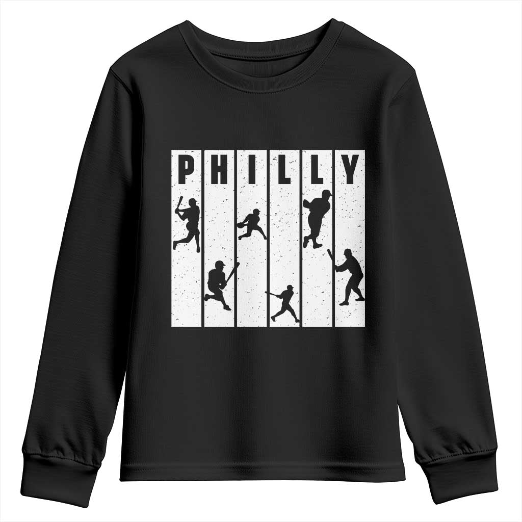 Baseball Lover Youth Sweatshirt Philly Retro Spirit Proud Fan Sport Lover Gift TS12 Black Print Your Wear